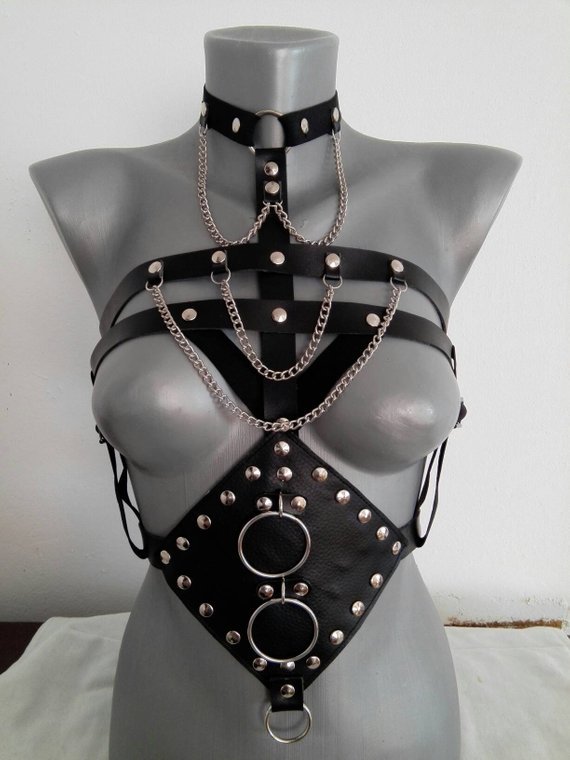Erotic Harness with Chains and Rings – Erotic Dominance & Fetish Wear