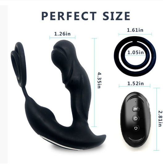 Double-ring Prostate Massager With SM Vibration And Anal Plug