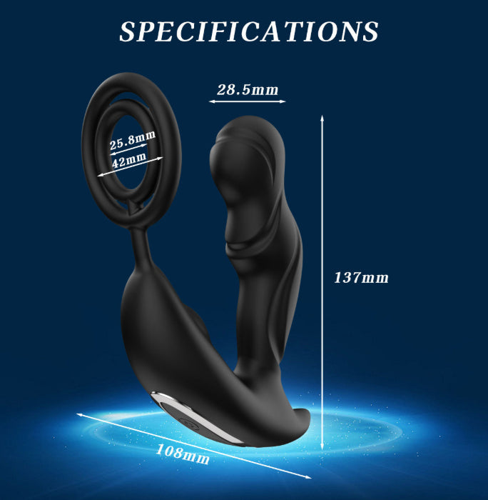Double-ring Prostate Massager With SM Vibration And Anal Plug