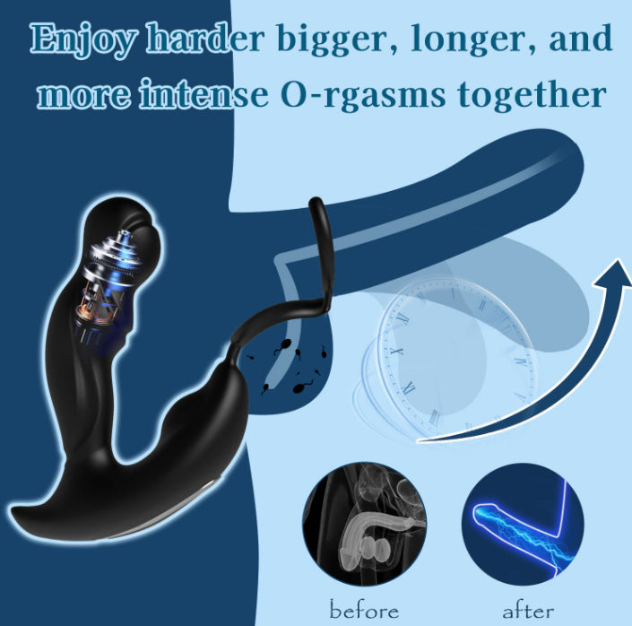 Double-ring Prostate Massager With SM Vibration And Anal Plug