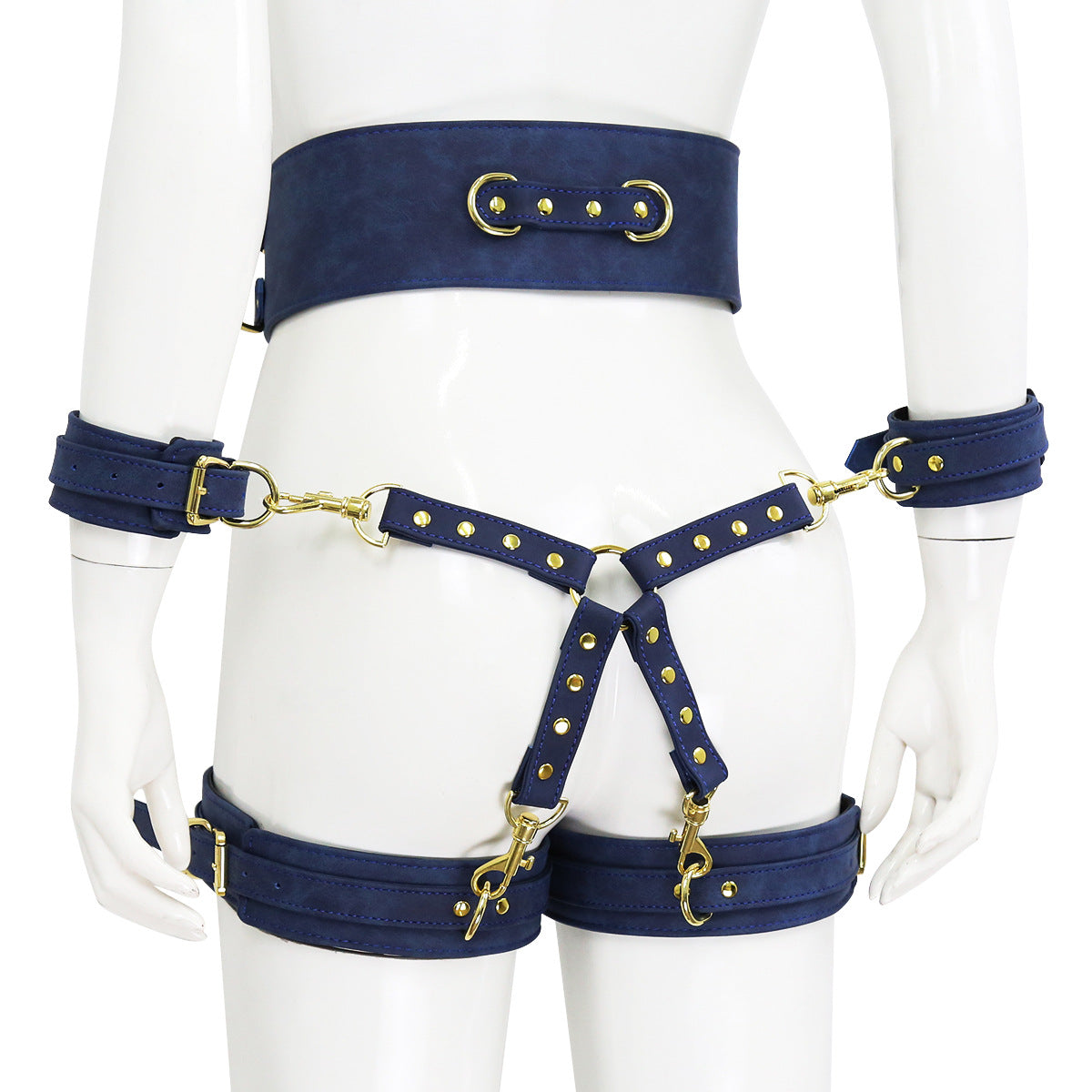 Leather Handcuffs Leg Cuffs With Waist Restraint Belt Toys
