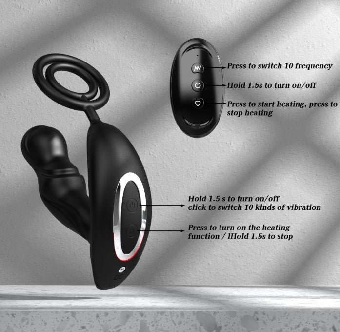 Double-ring Prostate Massager With SM Vibration And Anal Plug