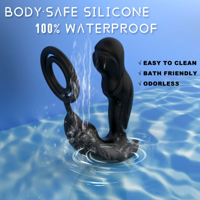 Double-ring Prostate Massager With SM Vibration And Anal Plug